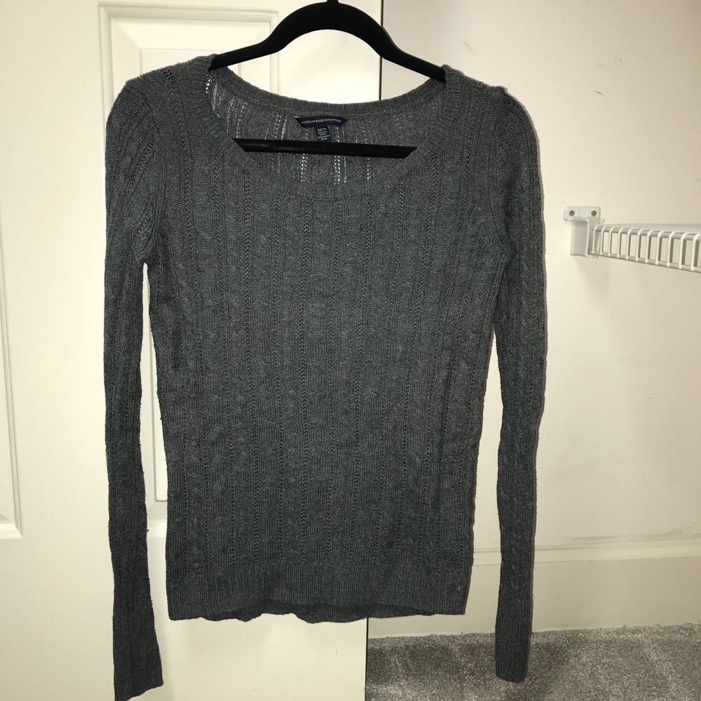 american eagle gray cable knit sweater